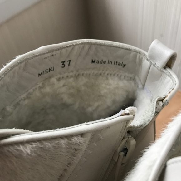 Bally Moto Combat Boots Leather and Fur Off White Size 7 - Picture 5 of 8